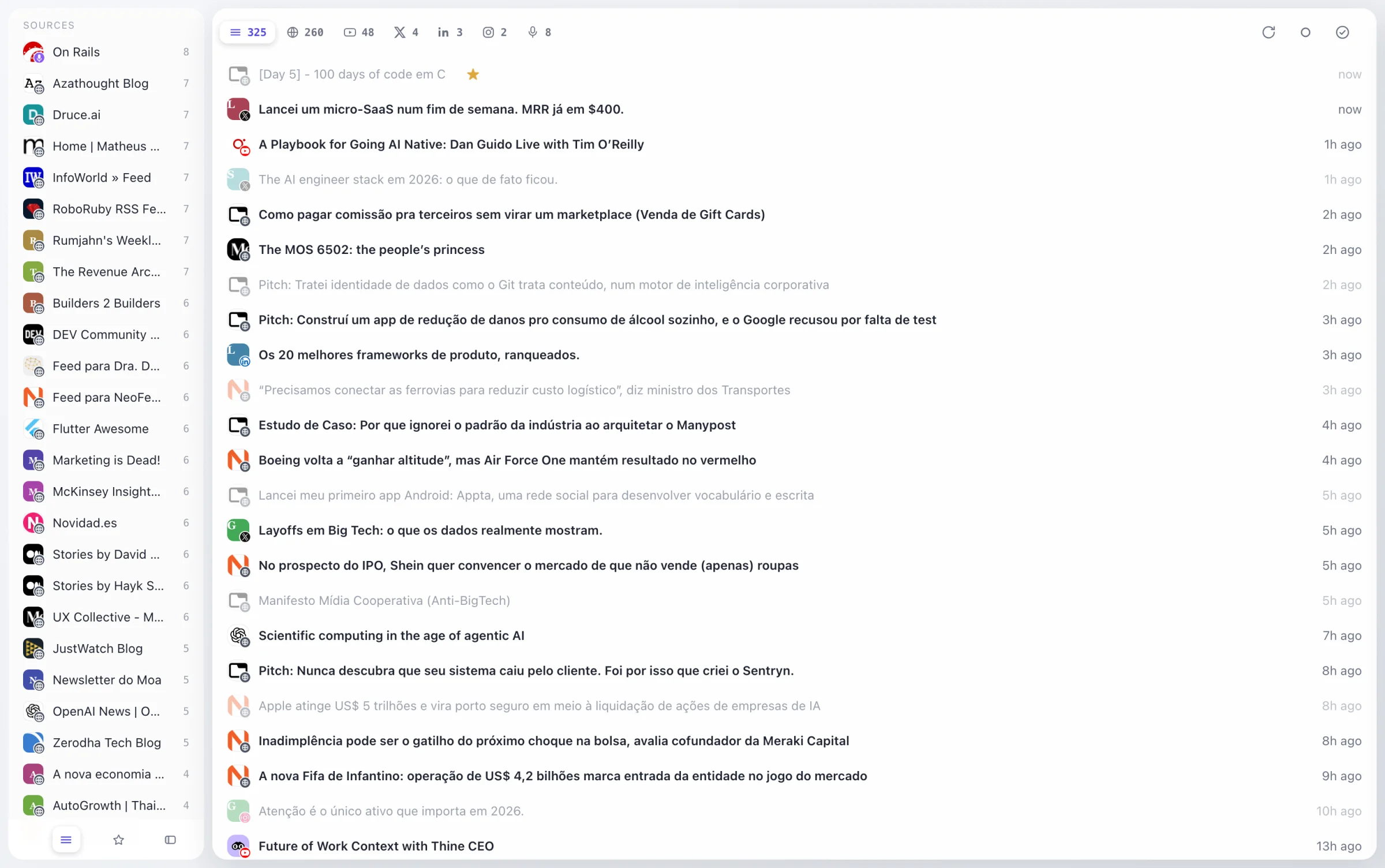 The AllMyFeeds reading list